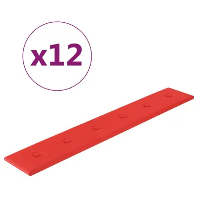 vidaXL Stenski paneli 12 kosov rdeči 90x15 cm umetno usnje 1,62 m²
