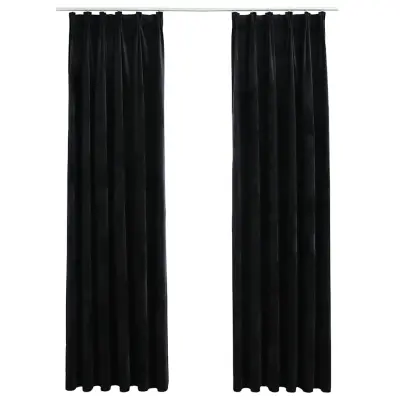 vidaXL Zatemnitvene zavese 2 kosa z obešali žametne črne 140x225 cm