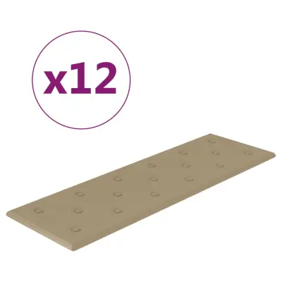 vidaXL Stenski paneli 12 kosov kapučino 90x30 cm umetno usnje 3,24 m²