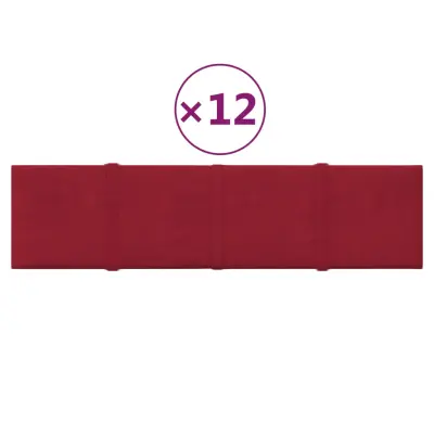 vidaXL Stenski paneli 12 kosov vinsko rdeči 60x15 cm žamet 1,08 m²
