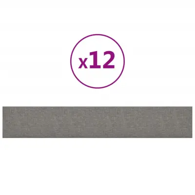 vidaXL Stenski paneli 12 kosov svetlo sivi 90x15 cm blago 1,62 m²