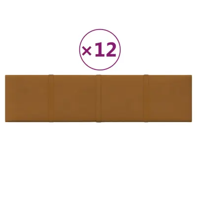 vidaXL Stenski paneli 12 kosov rjavi 60x15 cm žamet 1,08 m²
