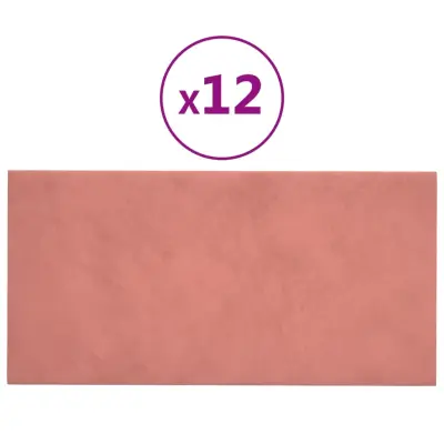 vidaXL Stenski paneli 12 kosov roza 60x30 cm žamet 2,16 m²
