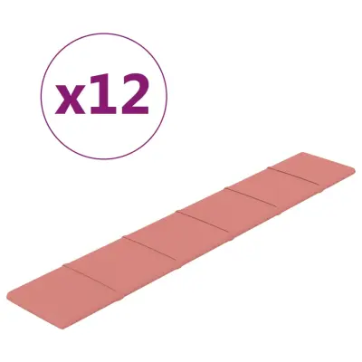 vidaXL Stenski paneli 12 kosov roza 90x15 cm žamet 1,62 m²