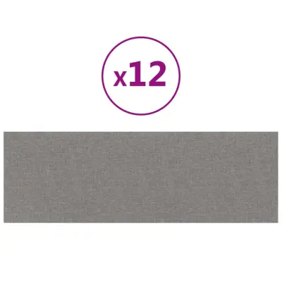 vidaXL Stenski paneli 12 kosov svetlo sivi 90x30 cm blago 3,24 m²