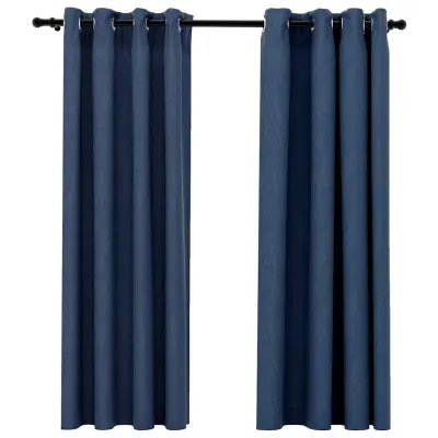 vidaXL Zatemnitvene zavese z obročki 2 kosa modre 140x175 cm