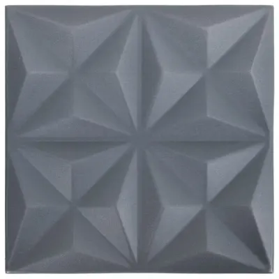vidaXL 3D stenski paneli 12 kosov 50x50 cm origami sivi 3 m²