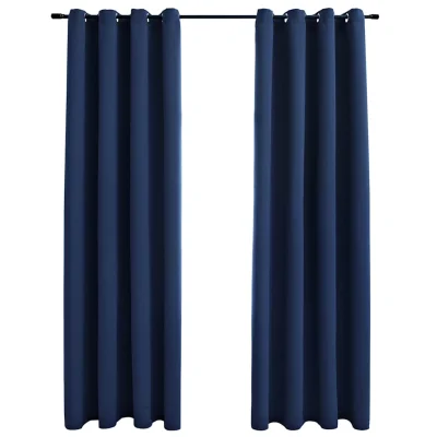 vidaXL Zatemnitvene zavese s kovinskimi obročki 2 kosa modre 140x175cm