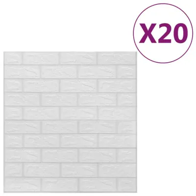 vidaXL 3D tapete opeke samolepilne 20 kosov bele