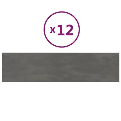 vidaXL Stenski paneli 12 kosov temno sivi 60x15 cm žamet 1,08 m²