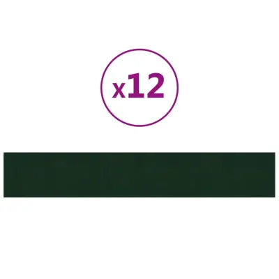 vidaXL Stenski paneli 12 kosov temno zeleni 90x15 cm žamet 1,62 m²
