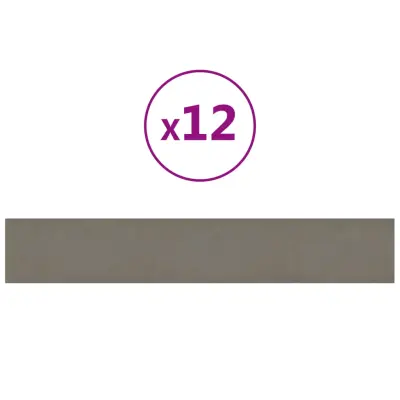 vidaXL Stenski paneli 12 kosov svetlo sivi 90x15 cm žamet 1,62 m²