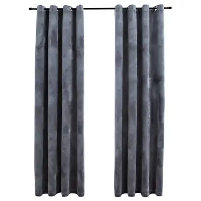 vidaXL Zatemnitvene zavese z obročki 2 kosa žamet antracitne 140x225cm