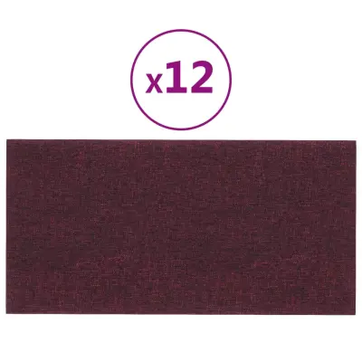 vidaXL Stenski paneli 12 kosov vijolični 30x15 cm blago 0,54 m²