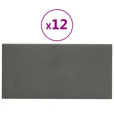 vidaXL Stenski paneli 12 kosov temno sivi 60x30 cm žamet 2,16 m²