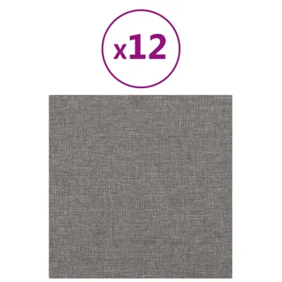 vidaXL Stenski paneli 12 kosov svetlo sivi 30x30 cm blago 1,08 m²