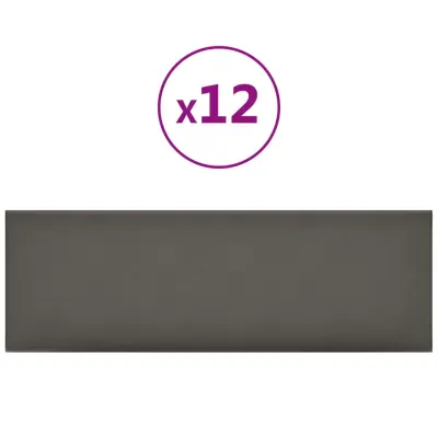 vidaXL Stenski paneli 12 kosov sivi 90x30 cm umetno usnje 3,24 m²