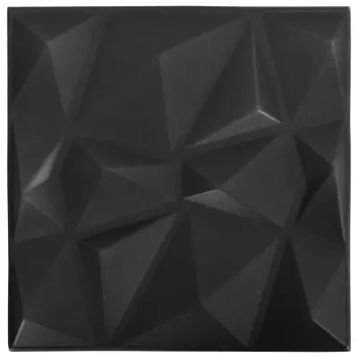 vidaXL 3D stenski paneli 24 kosov 50x50 cm diamantno črni 6 m²