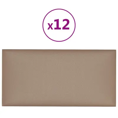 vidaXL Stenski paneli 12 kosov kapučino 30x15 cm umetno usnje 0,54 m²
