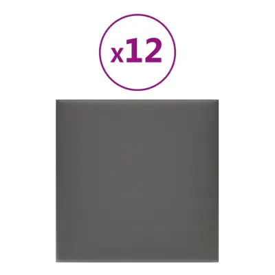 vidaXL Stenski paneli 12 kosov siv 30x30 cm umetno usnje 1,08 m²
