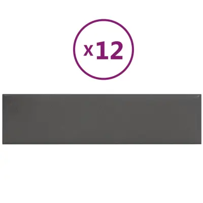 vidaXL Stenski paneli 12 kosov sivi 60x15 cm umetno usnje 1,08 m²