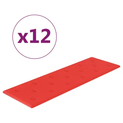 vidaXL Stenski paneli 12 kosov rdeči 90x30 cm umetno usnje 3,24 m²