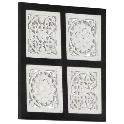 vidaXL Ročno izrezljani stenski panel MDF 40x40x1,5 cm črn in bel