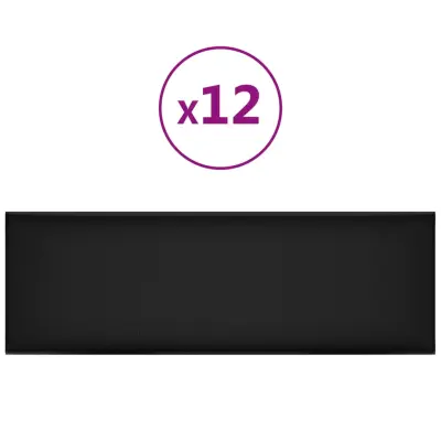 vidaXL Stenski paneli 12 kosov črni 90x30 cm umetno usnje 3,24 m²