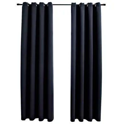vidaXL Zatemnitvene zavese s kovinskimi obročki 2 kosa črne 140x245 cm