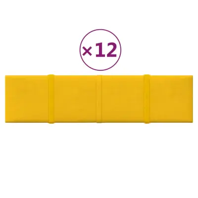 vidaXL Stenski paneli 12 kosov rumeni 60x15 cm žamet 1,08 m²
