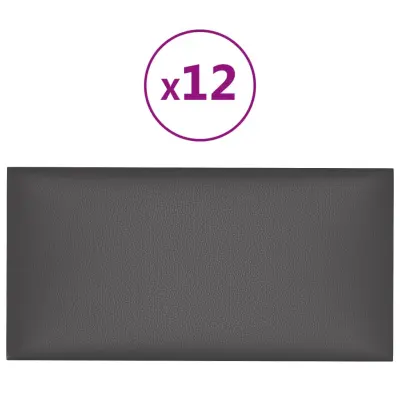 vidaXL Stenski paneli 12 kosov sivi 60x30 cm umetno usnje 2,16 m²