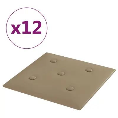vidaXL Stenski paneli 12 kosov kapučino 30x30 cm umetno usnje 1,08 m²