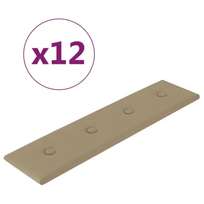 vidaXL Stenski paneli 12 kosov kapučino 60x15 cm umetno usnje 1,08 m²