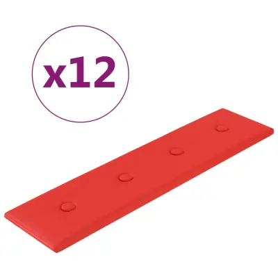 vidaXL Stenski paneli 12 kosov rdeči 60x15 cm umetno usnje 1,08 m²