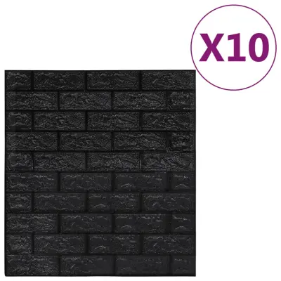 vidaXL 3D tapete opeke samolepilne 10 kosov črne