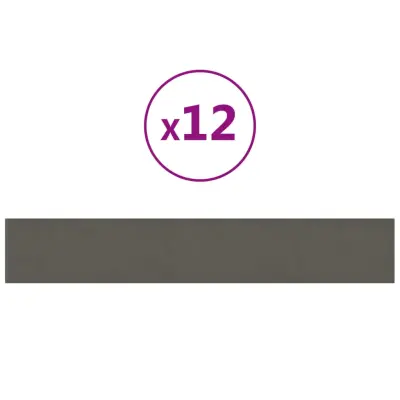 vidaXL Stenski paneli 12 kosov temno sivi 90x15 cm žamet 1,62 m²
