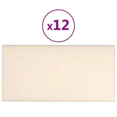 vidaXL Stenski paneli 12 kosov krem 60x30 cm žamet 2,16 m²