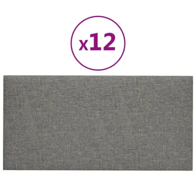 vidaXL Stenski paneli 12 kosov svetlo sivi 30x15 cm blago 0,54 m²