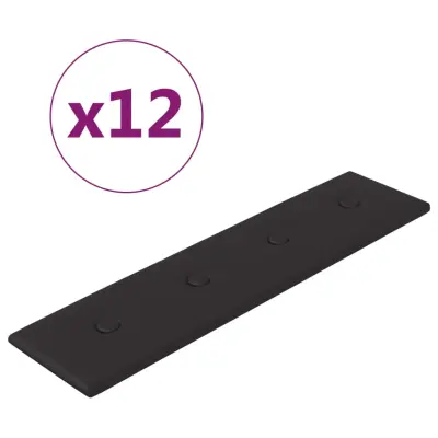 vidaXL Stenski paneli 12 kosov črni 60x15 cm umetno usnje 1,08 m²