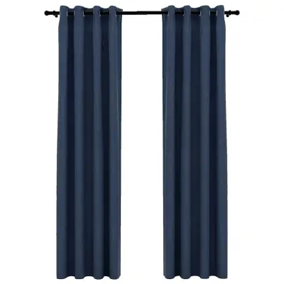 vidaXL Zatemnitvene zavese z obročki 2 kosa modre 140x225 cm