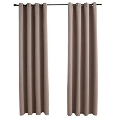 vidaXL Zatemnitvene zavese s kovinskimi obroči 2 kosa taupe 140x245 cm