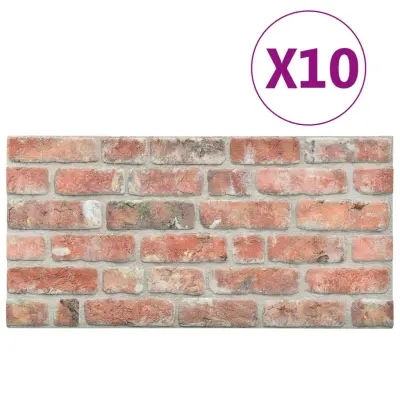 vidaXL 3D stenski paneli z rdečimi opekami 10 kosov EPS
