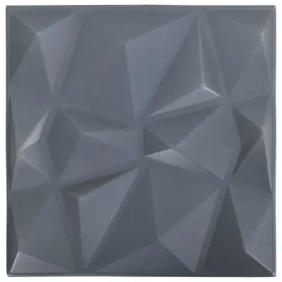vidaXL 3D stenski paneli 48 kosov 50x50 cm diamantno sivi 12 m²