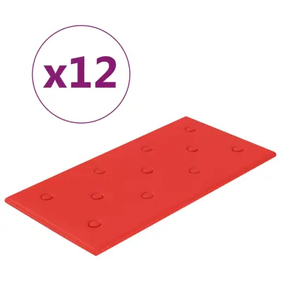 vidaXL Stenski paneli 12 kosov rdeči 60x30 cm umetno usnje 2,16 m²