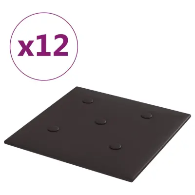 vidaXL Stenski paneli 12 kosov črni 30x30 cm umetno usnje 1,08 m²