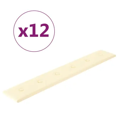 vidaXL Stenski paneli 12 kosov krem 90x15 cm umetno usnje 1,62 m²