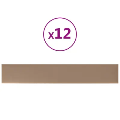 vidaXL Stenski paneli 12 kosov kapučino 90x15 cm umetno usnje 1,62 m²
