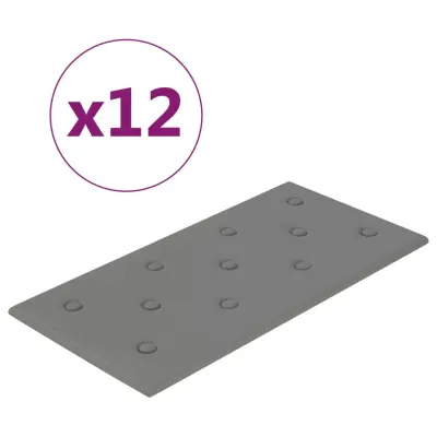 vidaXL Stenski paneli 12 kosov sivi 60x30 cm umetno usnje 2,16 m²