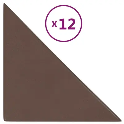 vidaXL Stenski paneli 12 kosov rjav 30x30 cm umetno usnje 0,54 m²