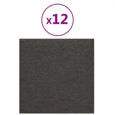 vidaXL Stenski paneli 12 kosov temno siv 30x30 cm blago 1,08 m²